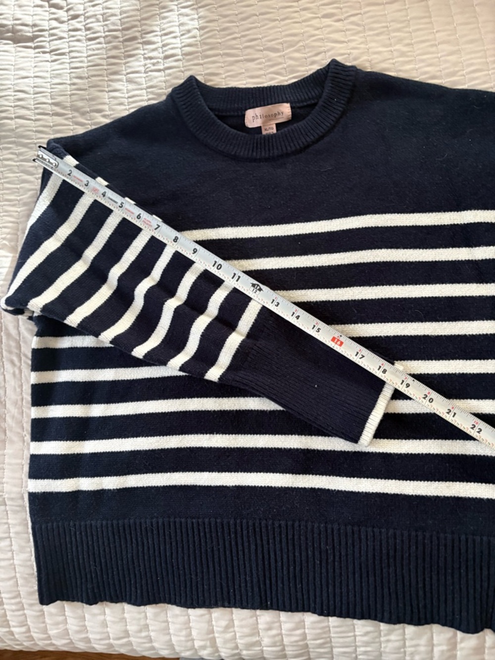Philosophy Navy and White Striped Crewneck Sweater - Picture 5 of 5